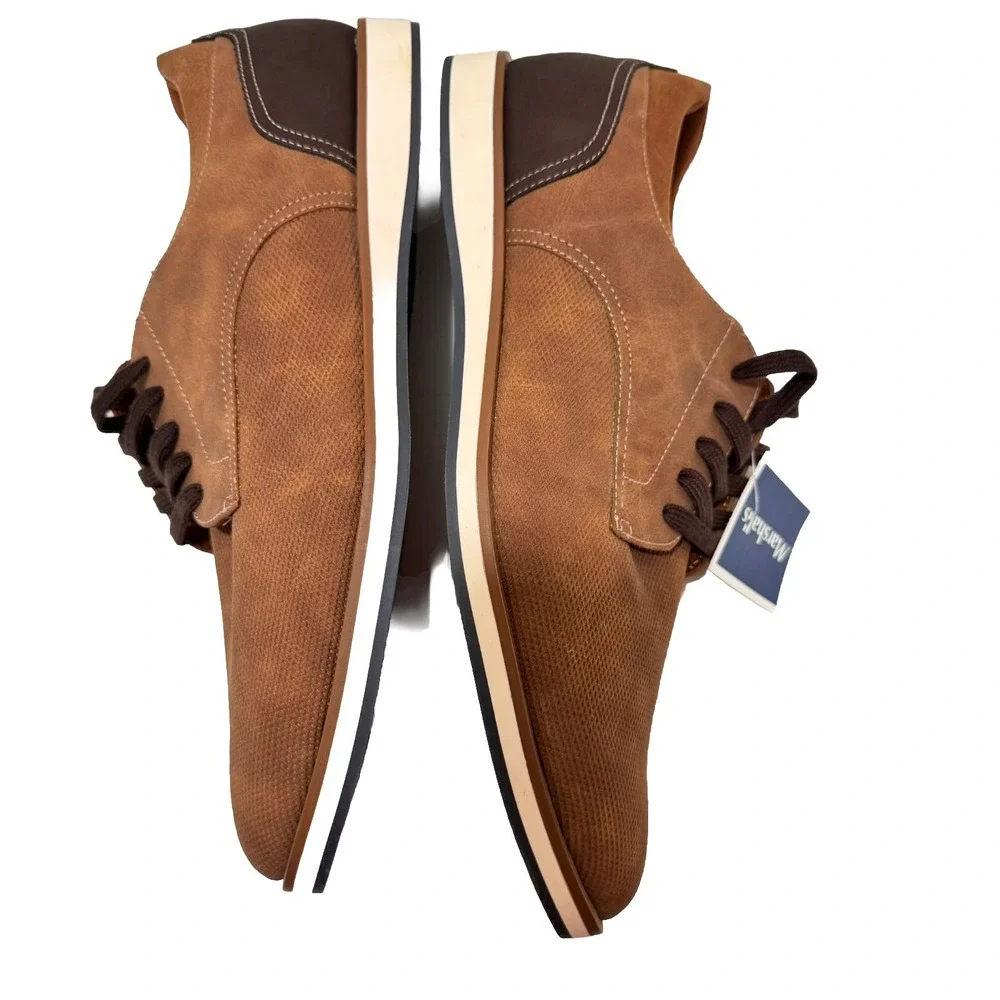 ALDO Men's 9.5 Two Tone  Brown Leather Canvas Lace‎ Up Oxford Shoes NWT